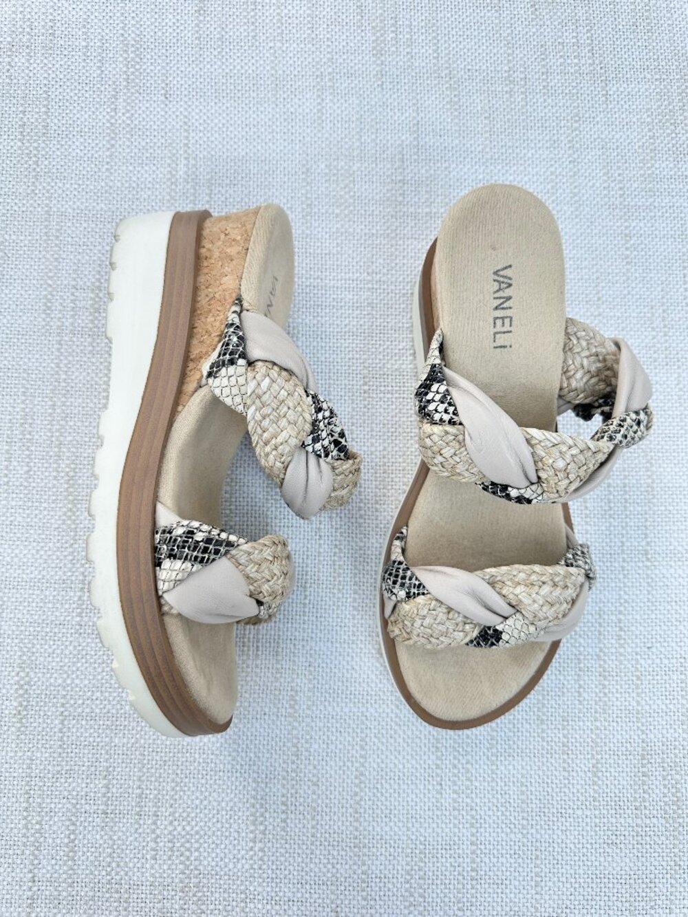Van Eli Braided Wedge Slide Sandals Size 8